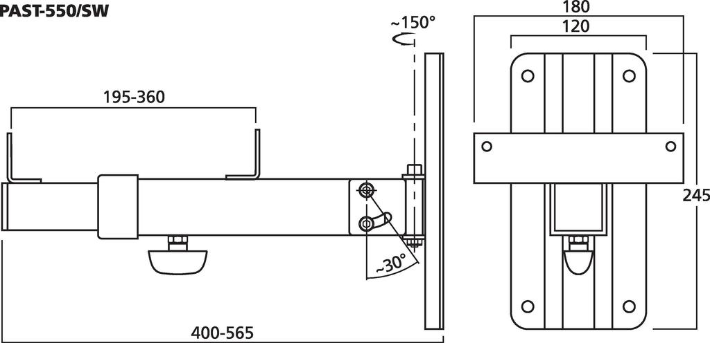 MONACOR PAST-550/SW Wandhalter für Standard-Holzboxen