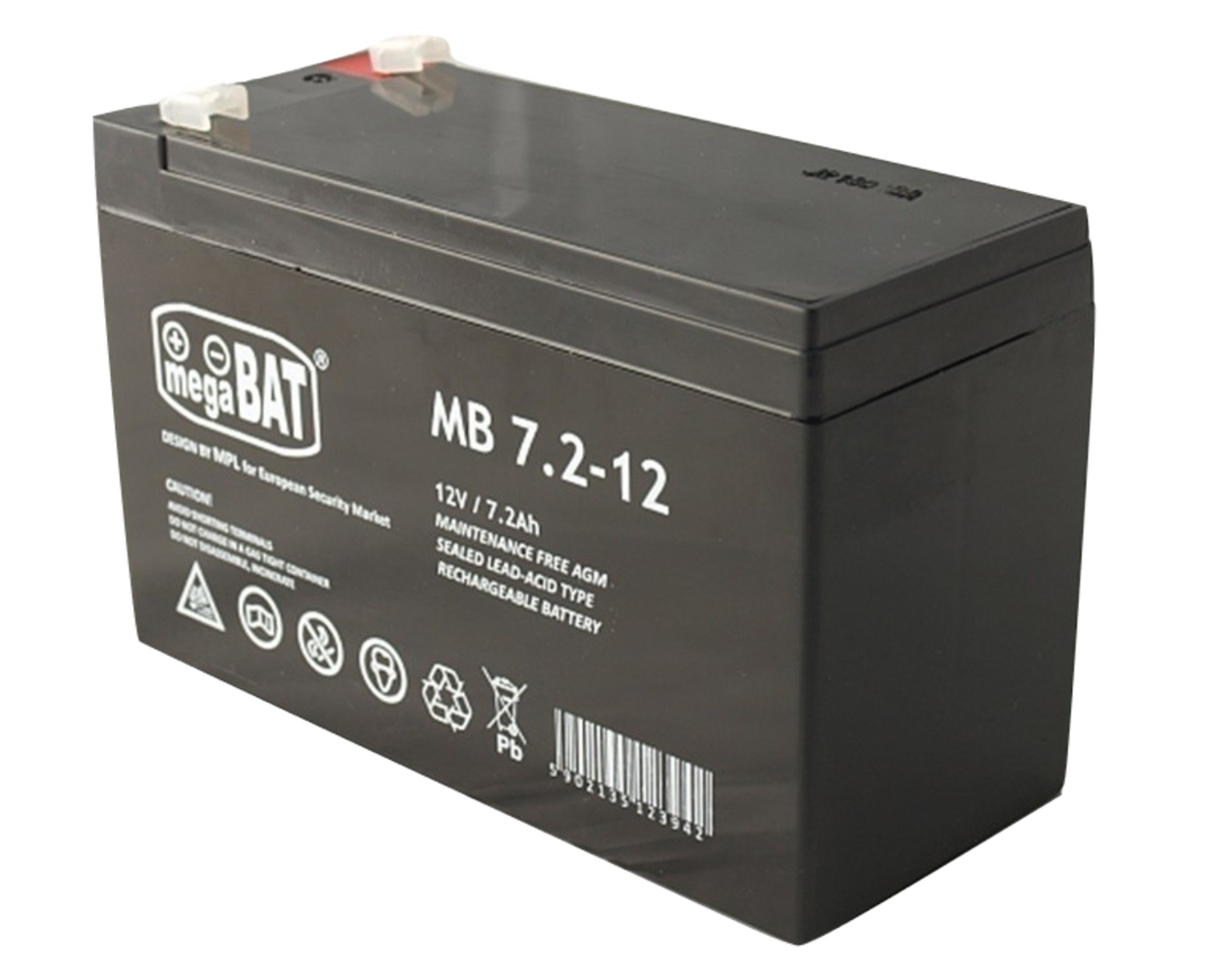 MegaBAT MB-7.2-12  AGM USV Batterie 12V 7,2Ah für USV-Anlage oder Notstromversorgung