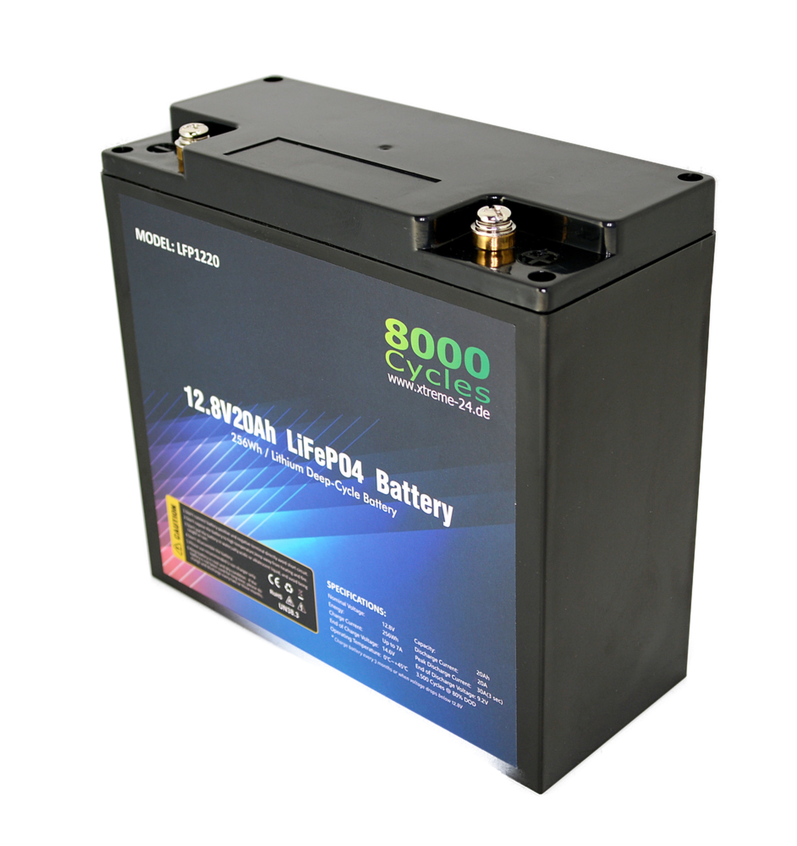 LifePO4 12V 20Ah Lithium Eisenphosphat Akkumulator mit Batteriemanagementsystem 8000Cycles