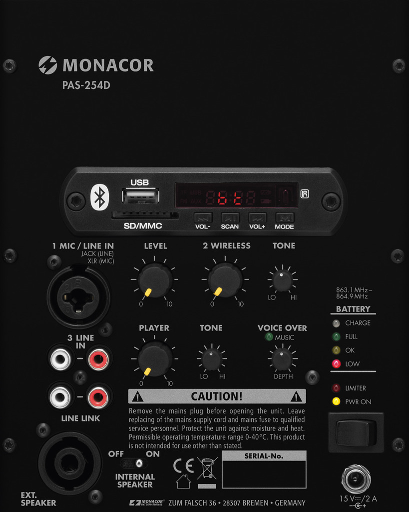 MONACOR PAS-254D Transportables Verstärkersystem