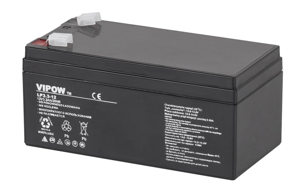 Vipow AGM-Batterie Industriequalität 12V 3,3Ah mit 1,34KG 134x67x67mm