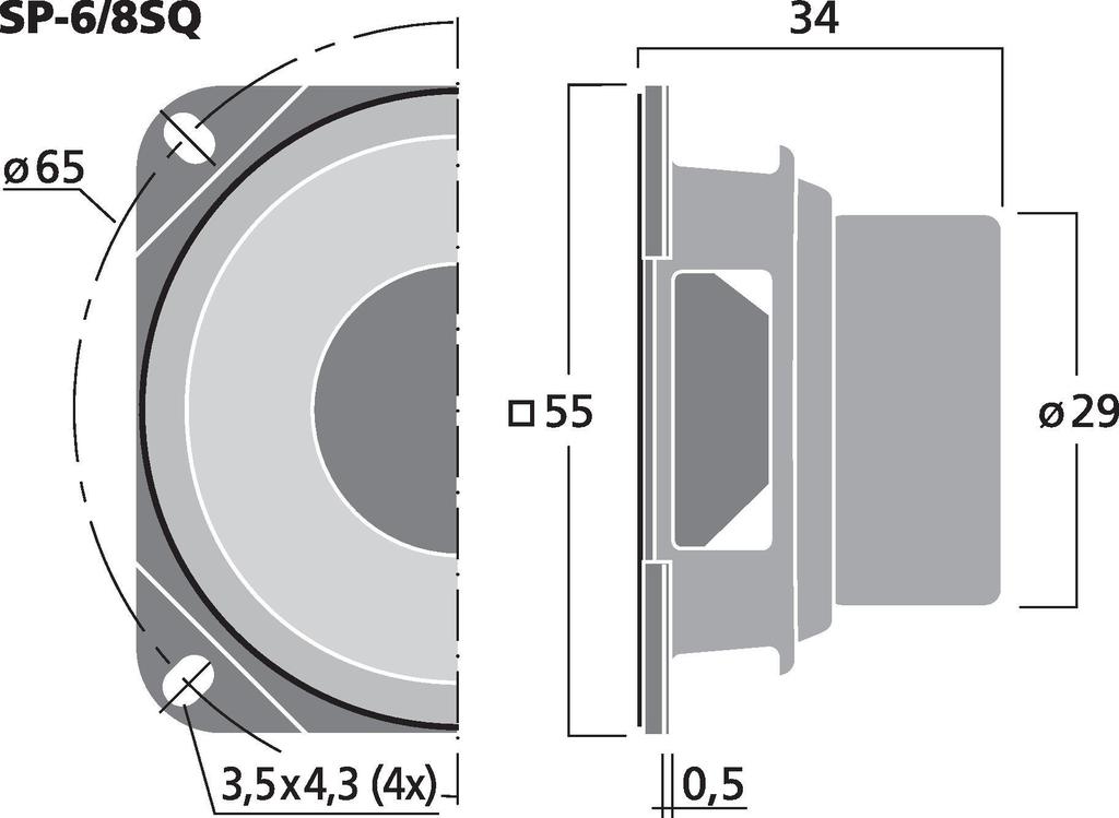 MONACOR SP-6/8SQ Miniatur-Lautsprecher, 10 W, 8 Ω