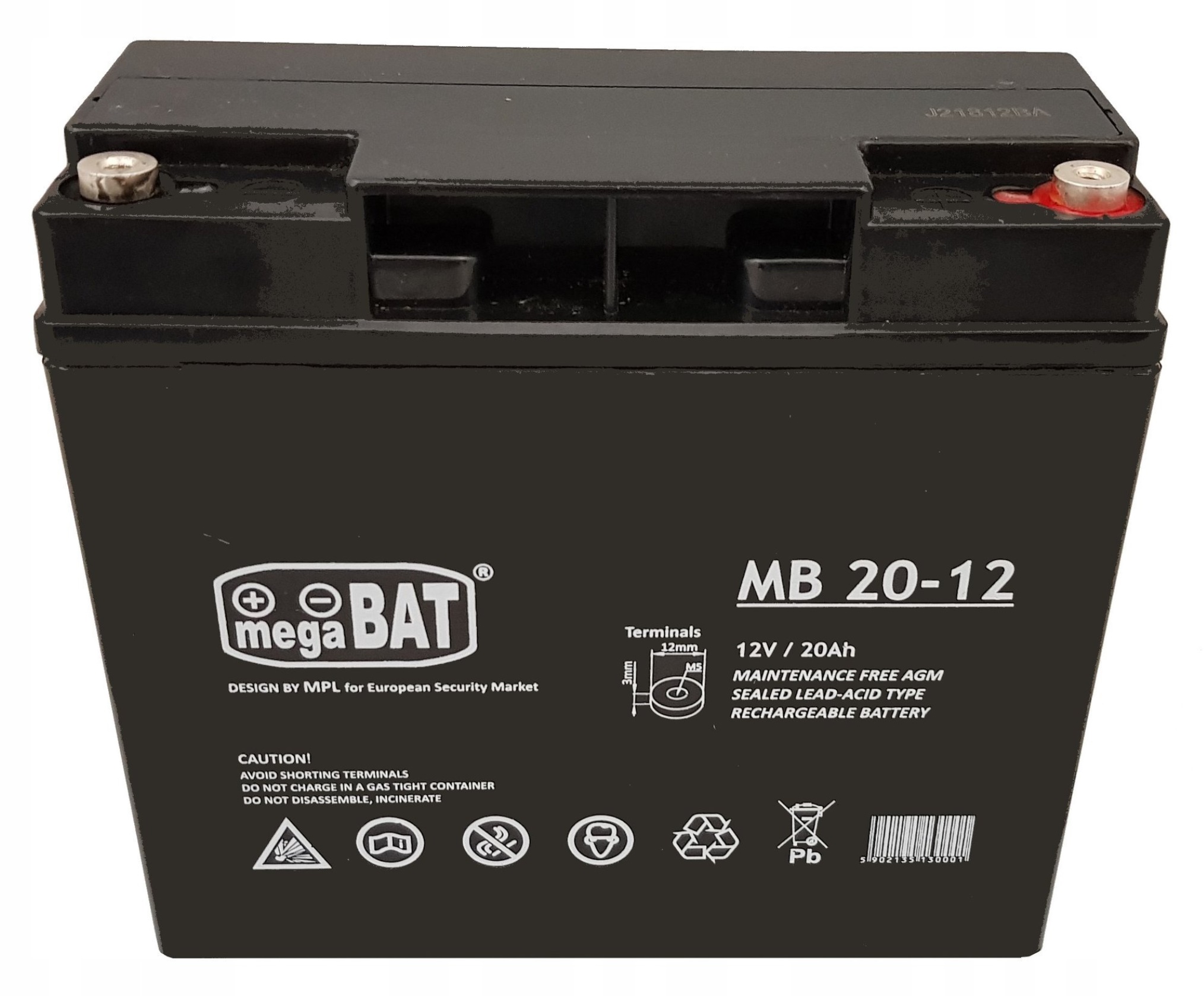 MegaBAT MB-20-12  AGM USV Batterie 12V 20Ah für USV oder Notstromversorgung