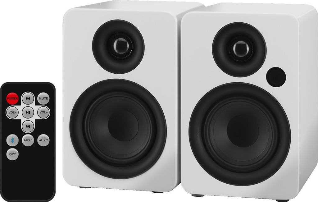 MONACOR SOUND-4BT/WS Aktives 2-Wege-Stereo-Lautsprecherboxen-System