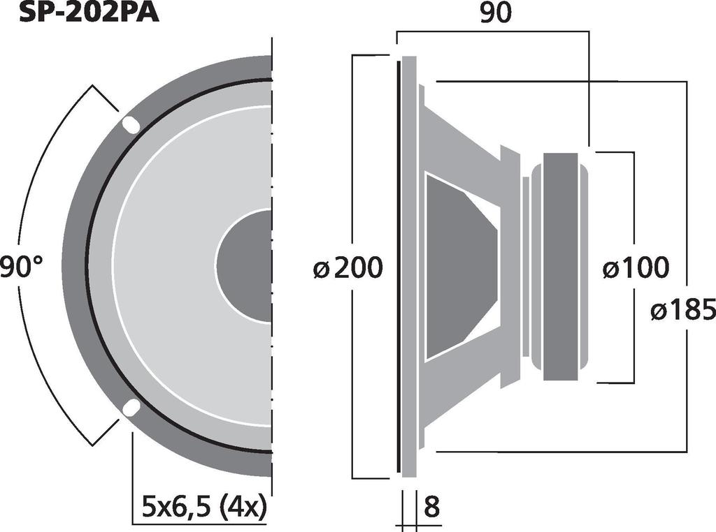 MONACOR SP-202PA Universal-Tiefmitteltöner, 50 W, 8 Ω