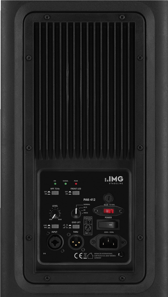 IMG STAGELINE PAK-412 Aktive Power-PA-Lautsprecherbox mit 2-Kanal-Verstärker, 700 W