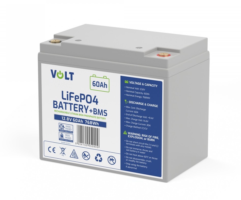 LifePO4-Batterie Volt 12,8V 60Ah für eRoller  Rollstuhl  Golftrolley Bootsmotor Solaranlage 
