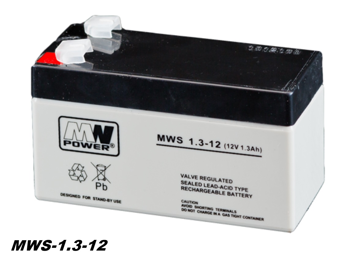 AGM-Batterie 12V 1,3Ah MW-Power MWS 1.3-12 VRLA-Technik wartungsfrei