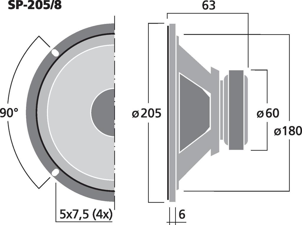 MONACOR SP-205/8 Universal-Breitbandlautsprecher, 8 W, 8 Ω