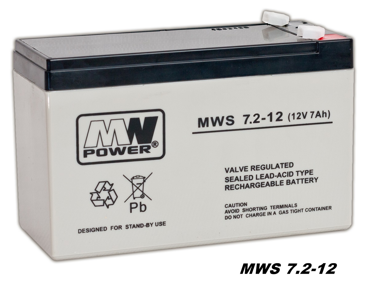 AGM-Batterie 12V 7,2Ah MW-Power MWS 7.2-12 VRLA-Technik wartungsfrei