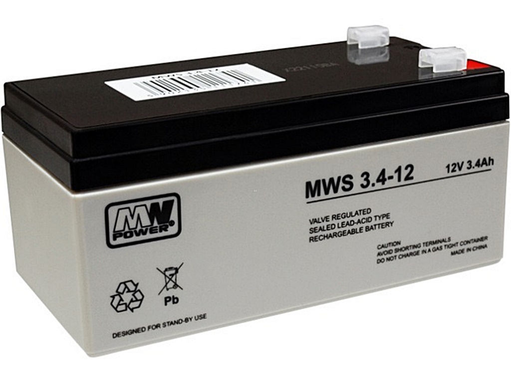 AGM-Batterie 12V 3,4Ah MW-Power MWS 3.4-12 VRLA-Technik wartungsfrei
