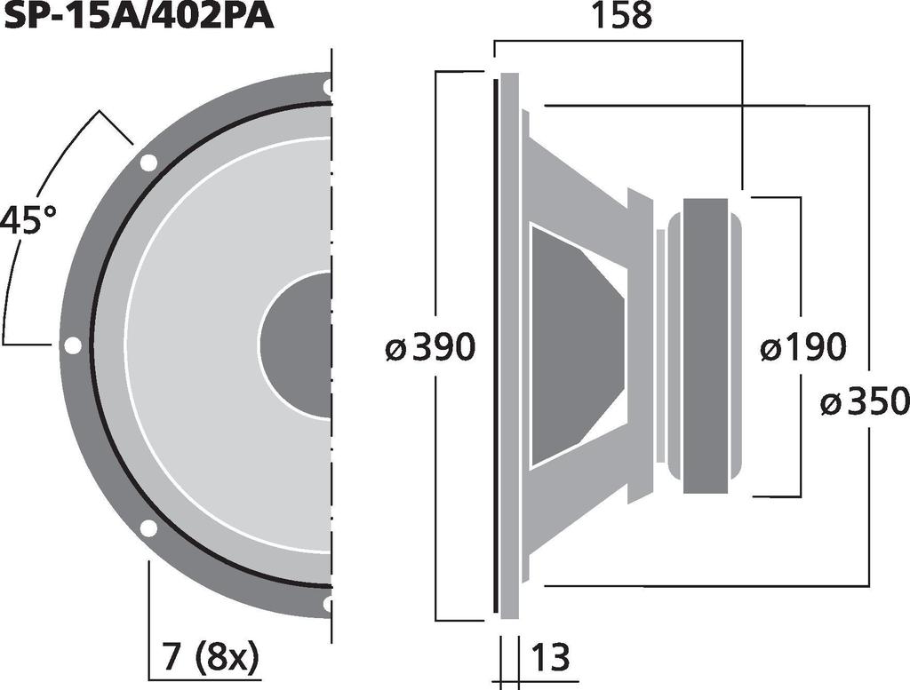 MONACOR SP-15A/402PA PA-Bass, 400 W, 8 Ω
