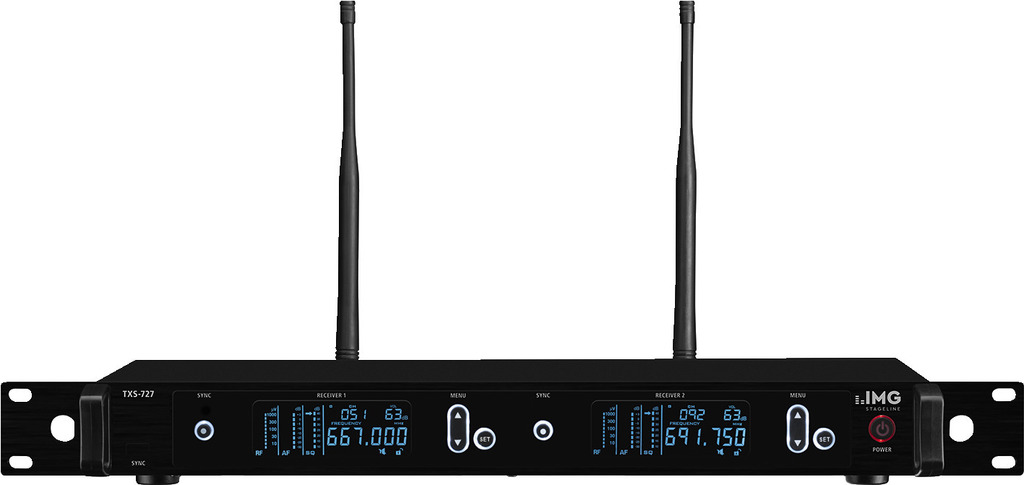 IMG STAGELINE TXS-727 2-Kanal-Multi-Frequenz-Empfängereinheit, 667,000-691,750 MHz