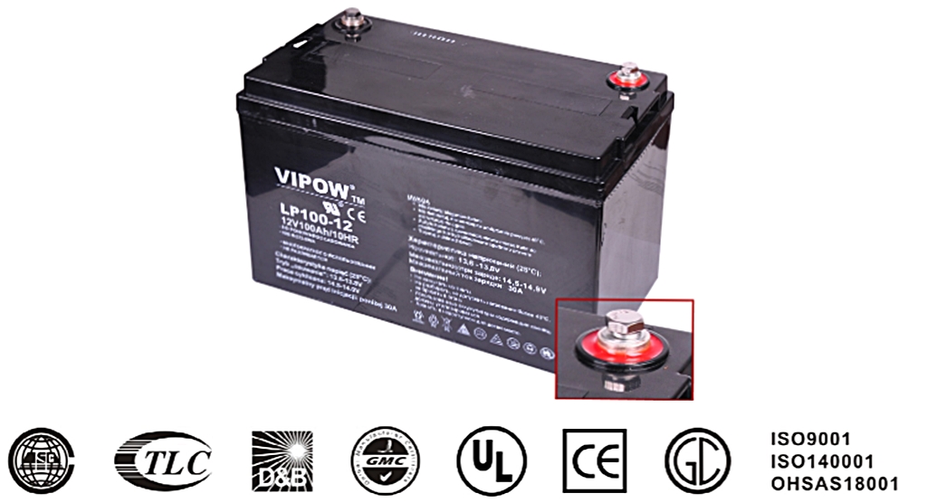 Vipow AGM Batterie Instustriequalität 12V 100Ah (C10) mit 31,1KG 333x173x222mm perfekte Solarbatterie