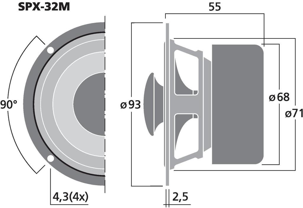MONACOR SPX-32M Hi-Fi-Breitbandlautsprecher, 20 W, 8 Ω