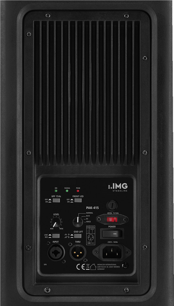 IMG STAGELINE PAK-415 Aktive Power-PA-Lautsprecherbox mit 2-Kanal-Verstärker, 700 W